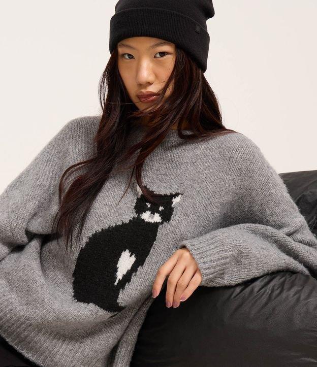 Suéter em Tricô com Estampa de Gatinho - 2