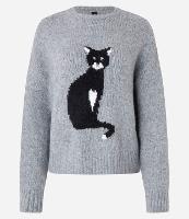 Suéter em Tricô com Estampa de Gatinho - 1