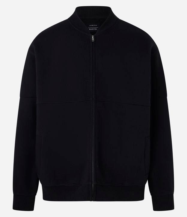 Jaqueta Bomber em Moletom com Zíper - 1