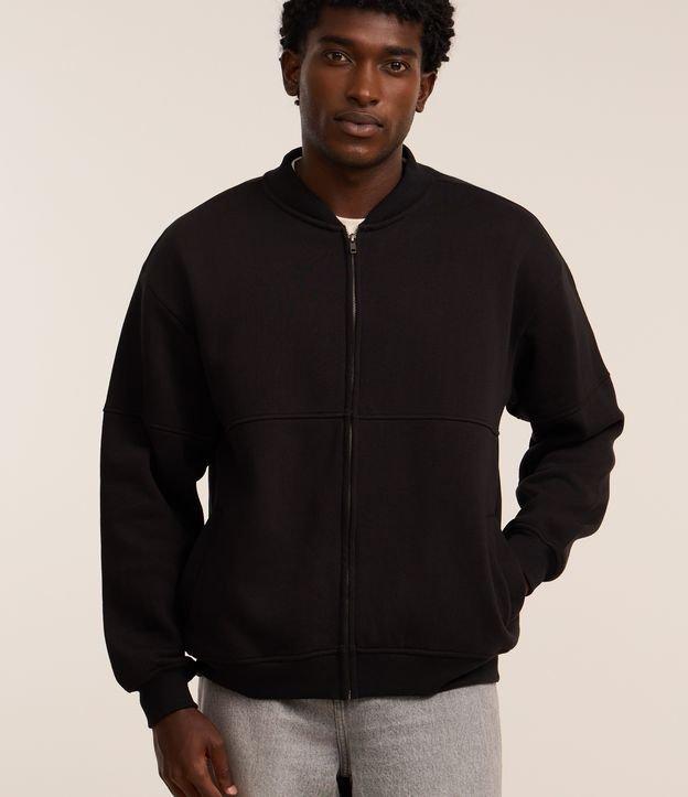 Jaqueta Bomber em Moletom com Zíper - 2