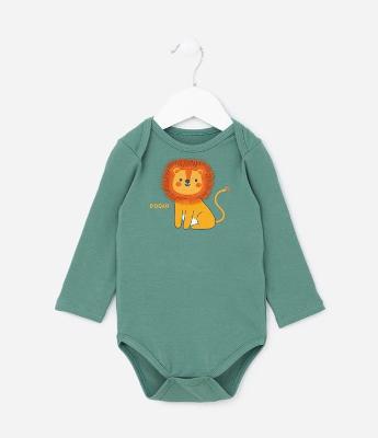 Body Infantil com Bordado Leãozinho - Tam 0 a 18 meses