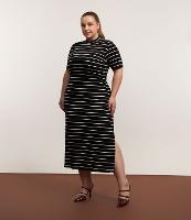 Vestido Midi Canelado em Ribana com Listras Curve & Plus Size - 2