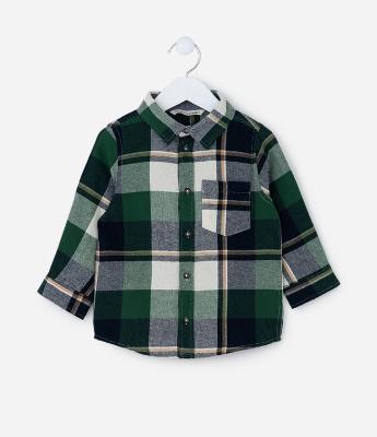 Camisa Infantil em Flanela com Estampa Xadrez - Tam 1 a 6 Anos