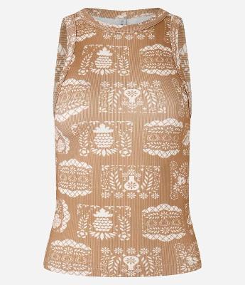 Blusa Regata Nadador em Ribana com Estampa Azulejo