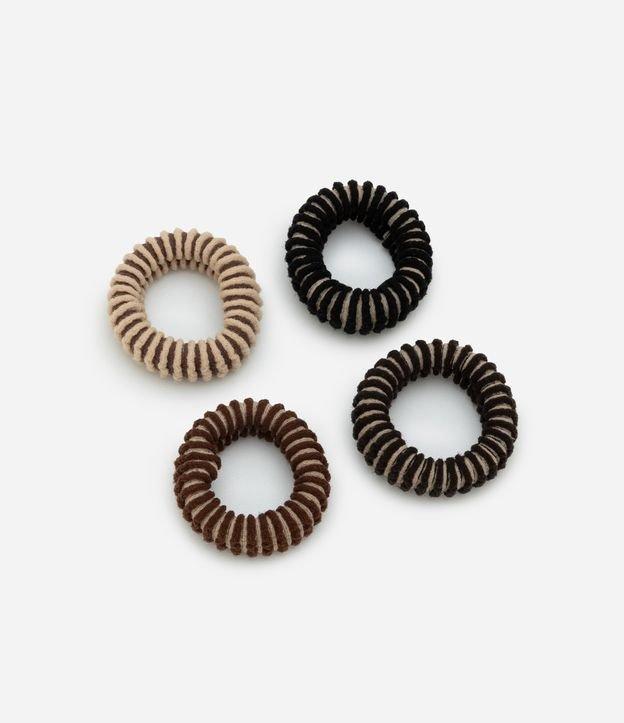 Kit 04 Elásticos de Cabelo Seamless com Textura Listrada - 1