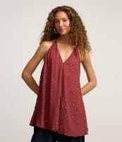 Blusa Frente Única em Cetim com Aplicação de Brilhos - 1