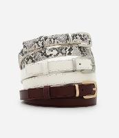 Kit 03 Cintos Finos em PU com Estampa Animal Print - 1