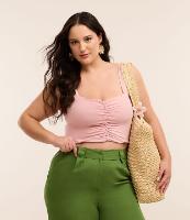 Blusa Cropped em Cotton com Franzido Frontal Curve & Plus Size - 1