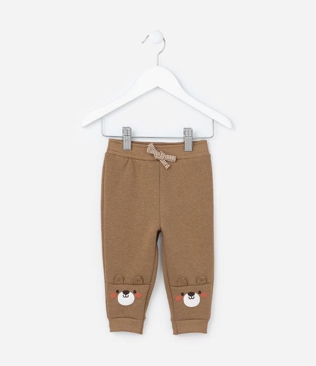 Calça Infantil em Moletom com Bordado Ursinho - Tam 0 a 18 meses - 1