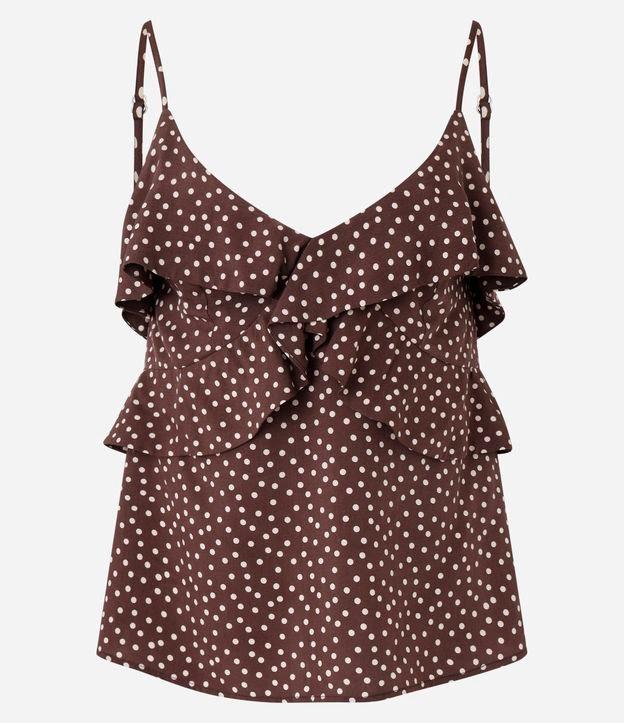 Blusa de Alça em Viscose com Babados e Estampa Poá - 1