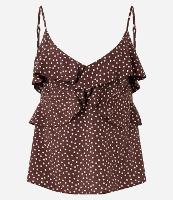 Blusa de Alça em Viscose com Babados e Estampa Poá - 1