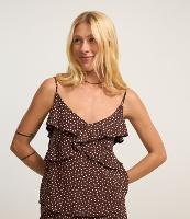 Blusa de Alça em Viscose com Babados e Estampa Poá - 3