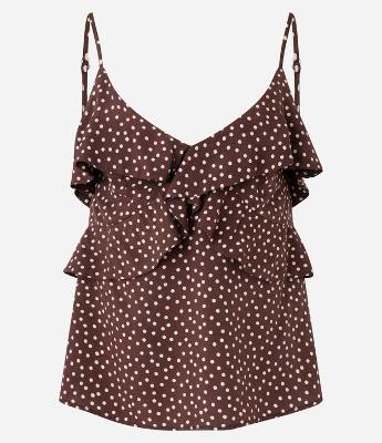 Blusa de Alça em Viscose com Babados e Estampa Poá