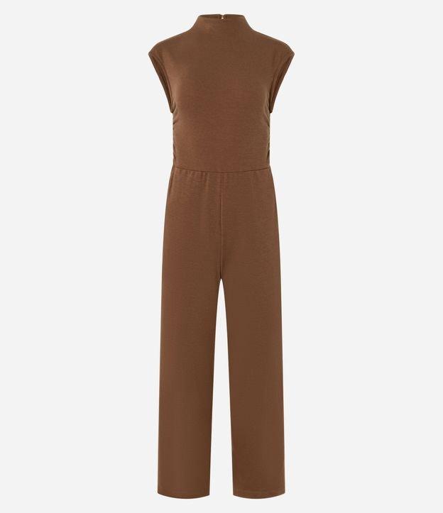 Macacão em Ribana com Gola Alta e Recorte na Cintura - 1