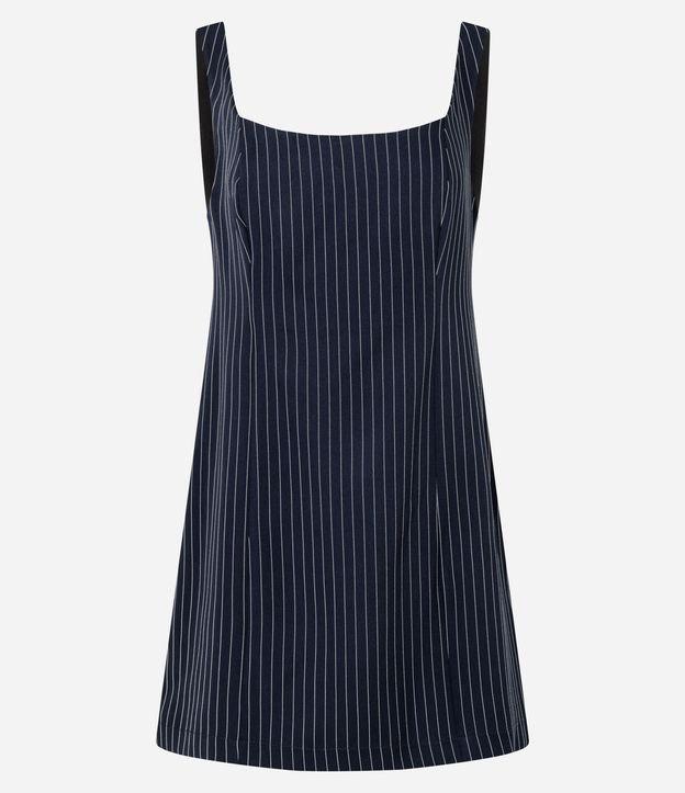 Vestido Curto Alfaiatado com Decote Quadrado e Riscas de Giz - 1