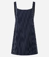 Vestido Curto Alfaiatado com Decote Quadrado e Riscas de Giz - 1