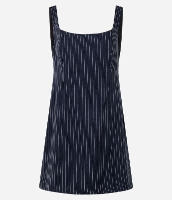 Vestido Curto Alfaiatado com Decote Quadrado e Riscas de Giz