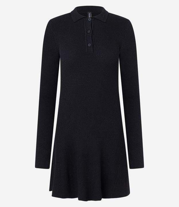 Vestido Evasê Sportcore em Tricô com Gola Polo - 1