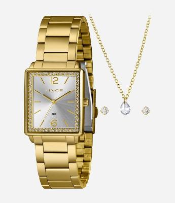Kit Relógio Analógico Feminino Lince 