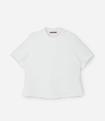 Camiseta Texturizada com Gola Altinha Curve & Plus Size