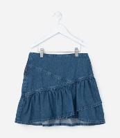 Saia Infantil em Jeans com Babados - Tam 5 a 14 Anos - 1