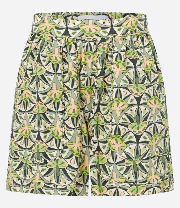 Short Curto em Viscolinho com Estampa Cogumelos - 1