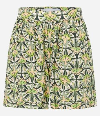 Short Curto em Viscolinho com Estampa Cogumelos