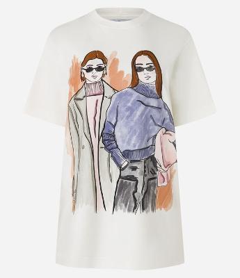 Camiseta em Algodão com Estampa Mulheres Fashion