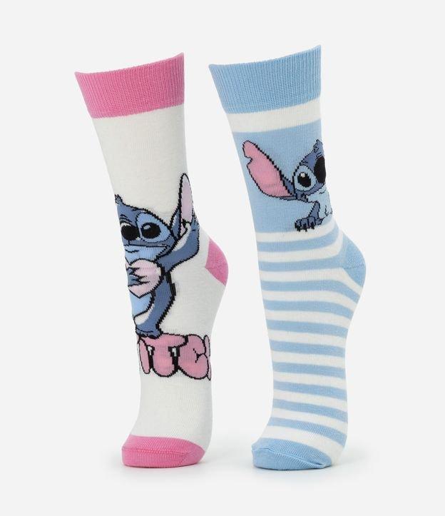 Kit 02 Meias Cano Alto em Algodão com Estampa do Stitch - 1