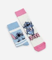 Kit 02 Meias Cano Alto em Algodão com Estampa do Stitch - 2