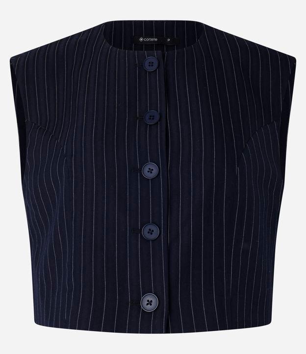 Blusa Alfaiatada com Botões e Listras Riscas de Giz Metalizadas - 1