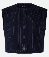 Blusa Alfaiatada com Botões e Listras Riscas de Giz Metalizadas - 1