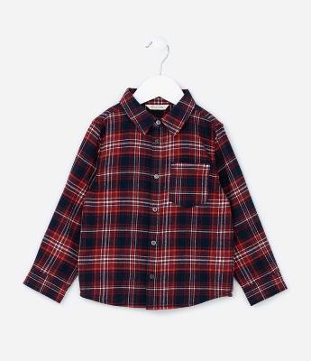 Camisa Infantil em Flanela com Estampa Xadrez - Tam 1 a 6 Anos