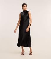 Vestido Evasê Acetinado com Golinha Alta e Recortes - 3