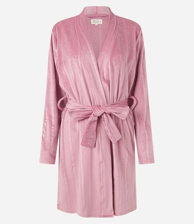 Robe Curto em Plush com Textura Listrada - 1