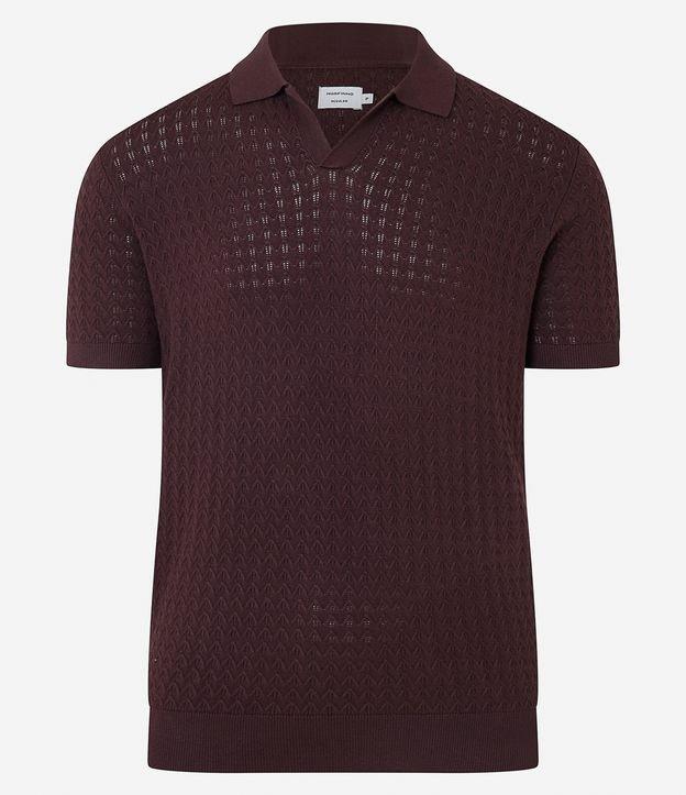 Camisa Polo em Tricô com Textura Zig Zag - 1