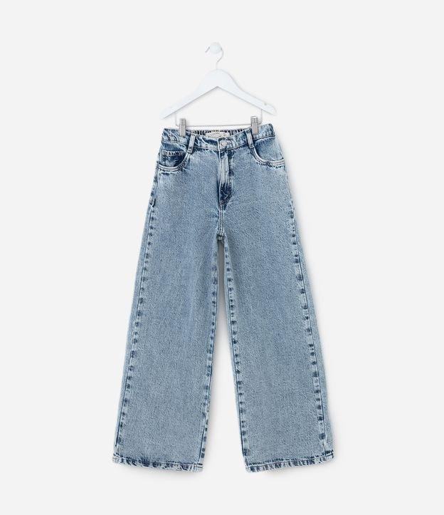 Calça Wide Leg Infantil em Jeans com Brilhinhos - Tam 5 a 14 Anos - 1