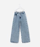 Calça Wide Leg Infantil em Jeans com Brilhinhos - Tam 5 a 14 Anos - 1