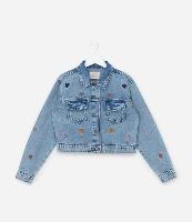 Jaqueta Curta Infantil com Bordado de Corações - Tam 5 a 14 Anos - 1