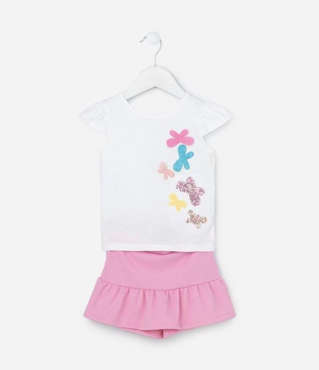 Conjunto Infantil com Bordado Borboletas em Paetês - Tam 1 a 6 Anos - 1