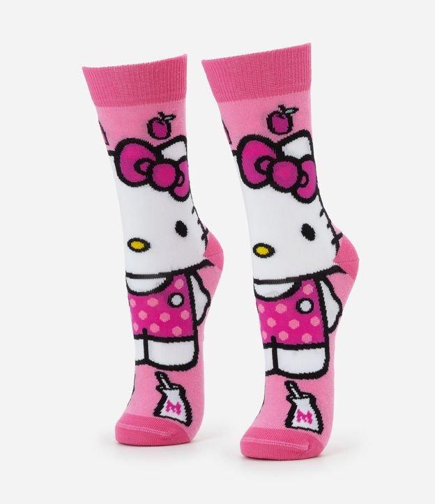 Meia Cano Alto em Algodão com Estampa Hello Kitty - 1
