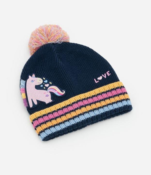 Gorro Infantil com Pompom e Estampa Unicórnio - Tam Único - 1
