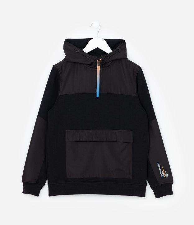 Casaco Infantil em Moletom com Zíper Contrastante - Tam 5 a 14 Anos - 1