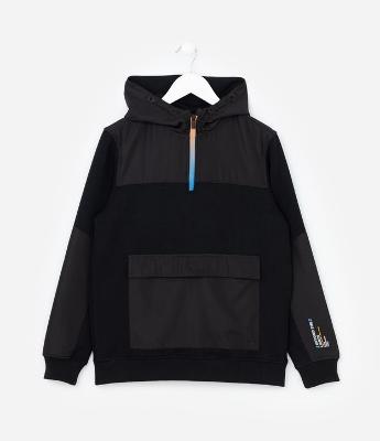 Casaco Infantil em Moletom com Zíper Contrastante - Tam 5 a 14 Anos