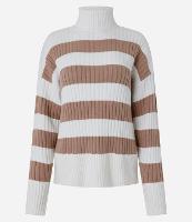 Suéter Tricô com Gola Alta e Estampa Listrada - 1