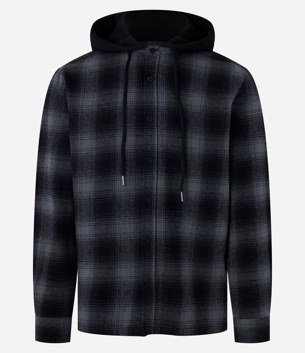Camisa Comfort em Flanela Com Capuz Estampa Xadrez - 1