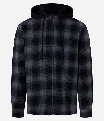 Camisa Comfort em Flanela Com Capuz Estampa Xadrez