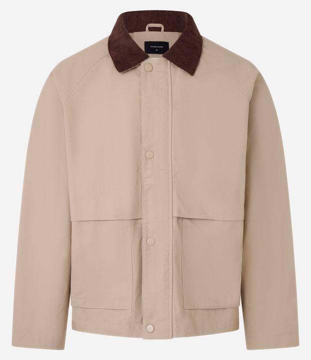 Jaqueta em Algodão com Gola de Veludo e Bolsos Largos - 1