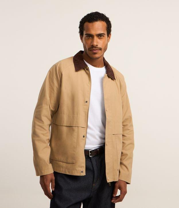 Jaqueta em Algodão com Gola de Veludo e Bolsos Largos - 2