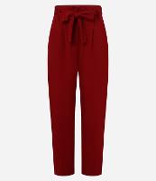 Calça Reta em Piquet com Cinto Faixa e Pregas - 1